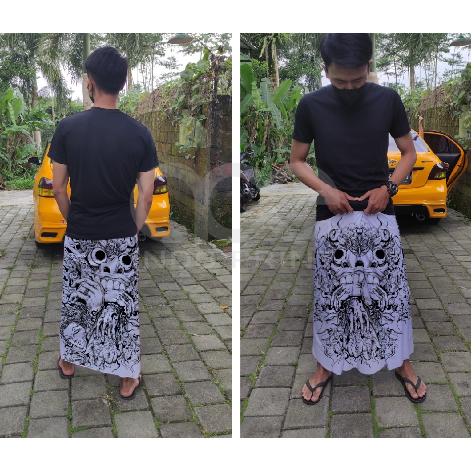 sarung motif bali barong custom nama logo pesantren santri