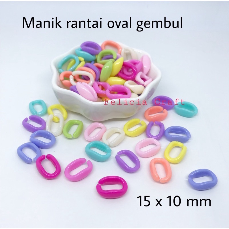 20gr [+/- 46pcs] Manik rantai acrylic oval DIY masker strap