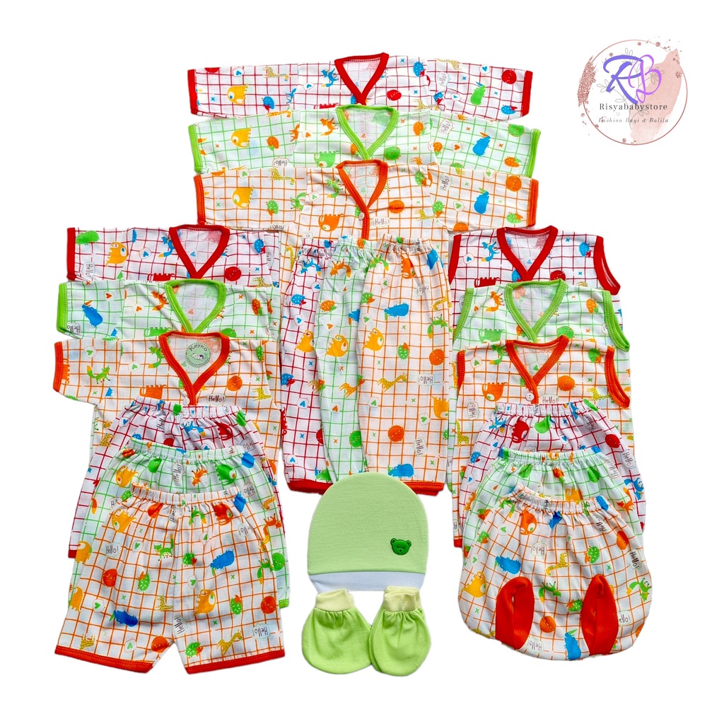 Paket 20 pcs pakaian bayi baru lahir full print / baju bayi newborn Ekonomis dan hemat