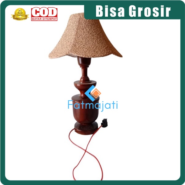 Fatmajati Lampu Meja Kayu Jati Asli Minimalis Lampu Duduk Hiasan Ruang Tamu
