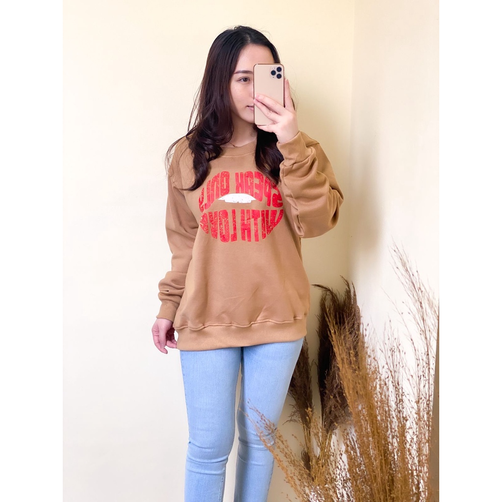 Sweater Crewneck Unisex Lengan Panjang Bahan Cotton Fleece Premium