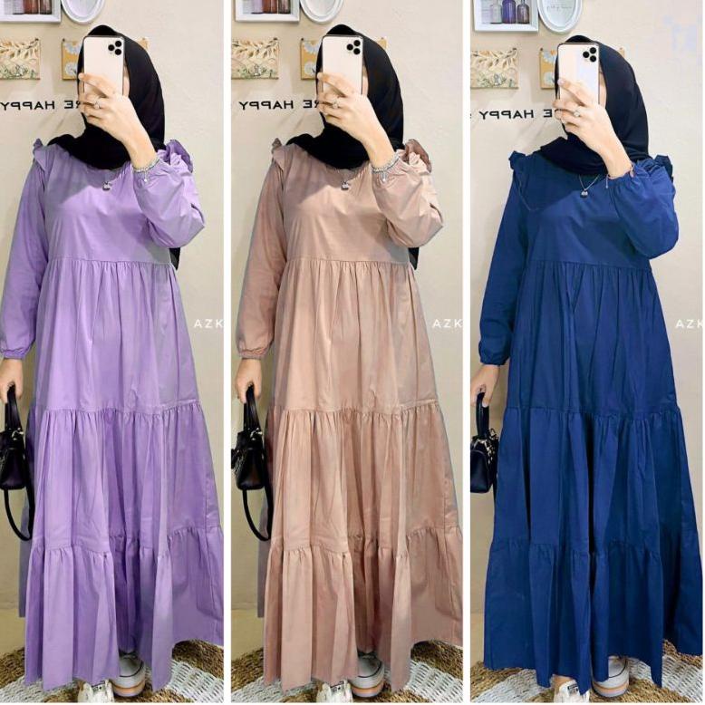 LVA.01Jl22p - Gamis polos susun  katun toyobo Busui