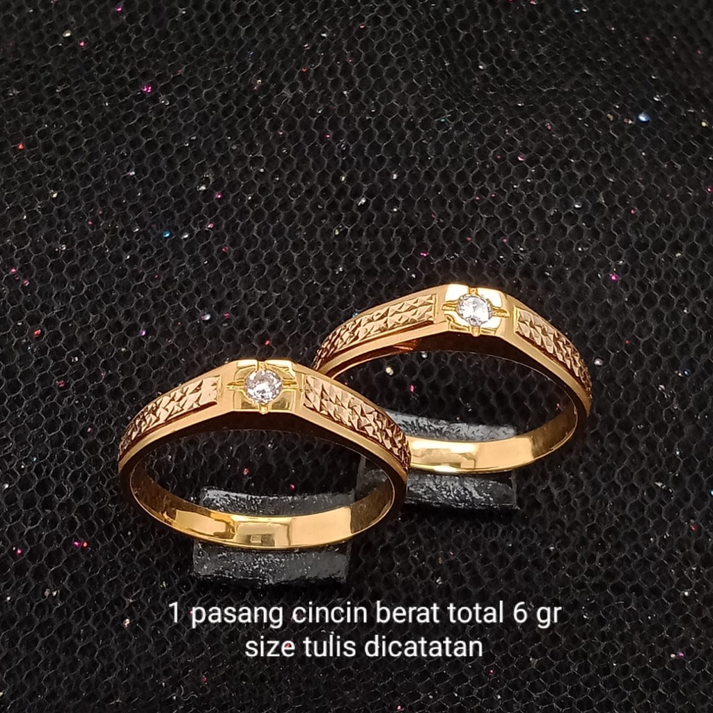 Cincin nikah Emas 17K - 1 Pasang 6 gr Kadar 750 - 132