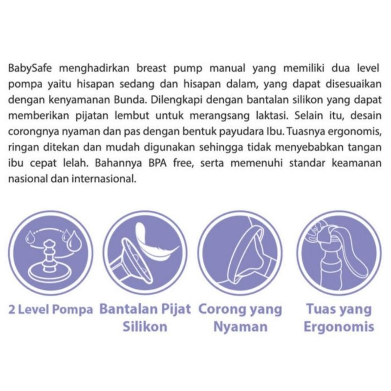 Baby Safe Manual Breast Pump BPM01/ Pompa Asi Manual