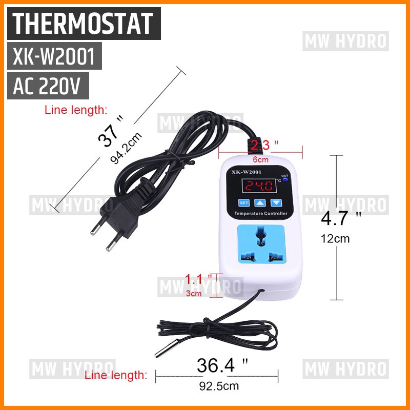 Temperature Controller, Thermostat with Switch, Stop Kontak, XK-W2001