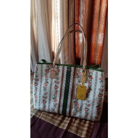 Tory Burch Gemini Link Floral Tote Bag Rose