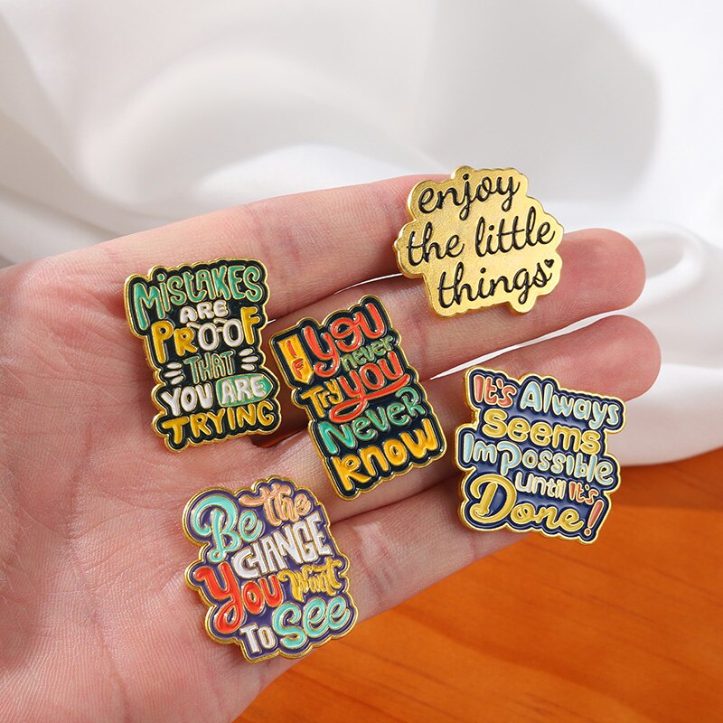 Bros Pin Enamel Desain Kartun Quote You Never Try You Never Know Bahan Metal Untuk Hadiah Anak