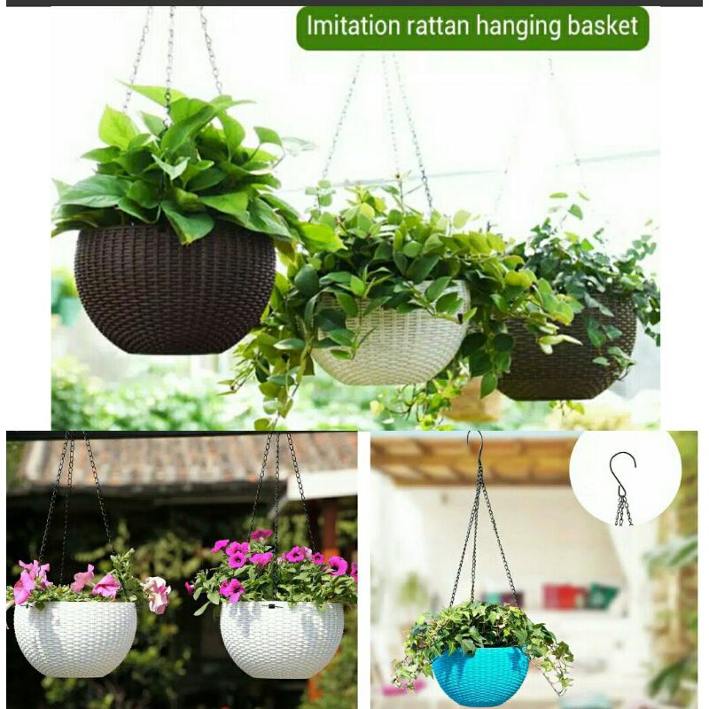 Pot Gantung Rotan Sintetis - Pot Gantung Minimalis Lekitchen