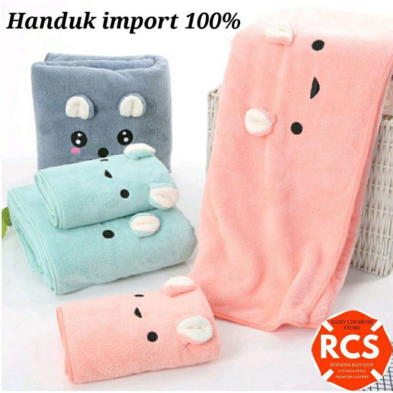 Handuk Mandi Bayi Microfiber Model Kuping/Karakter - Handuk Bayi Model Terbaru Ukuran 50x100/70x140