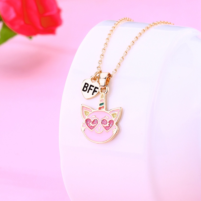 2pcs / Set Kalung Magnetik Adjustable Bentuk Kartun Kucing Untuk Persahabatan