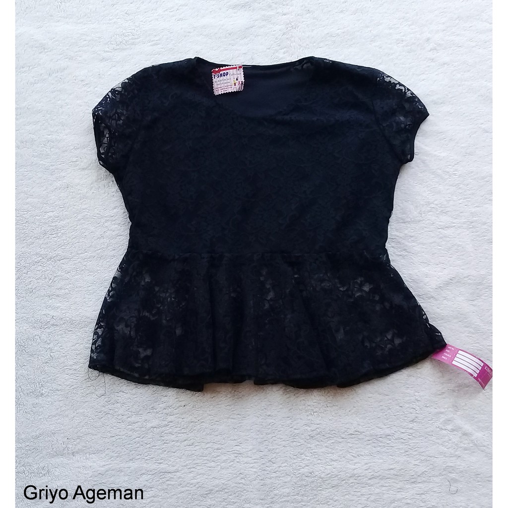 Atasan Blouse Kaos Brokat Hitam