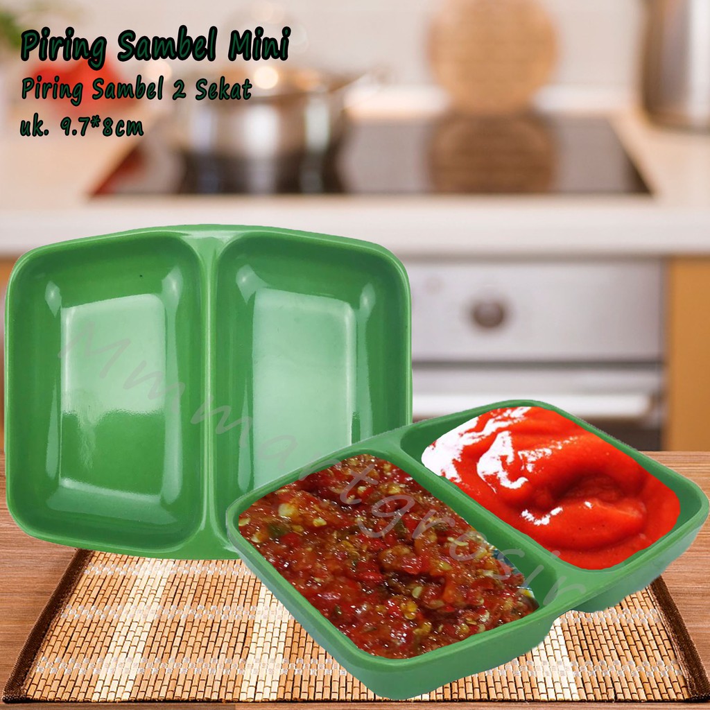 Piring Sambel Mini 2 Sekat / Piring Sambel / 9.7*8cm