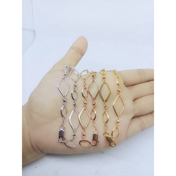 gelang rantai vensy wajik variasi/ gelang perak asli silver 925 lapis emas/ gelang fashion wanita