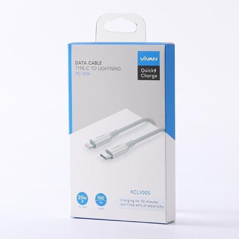 VIVAN KCL100 kabel cable charger PD Type-C to Lightning iphone ipad VIVAN Kabel Data IP KCL100S Data Cable Type-C To IP Lightning PD Fast