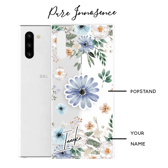 Premium Custom Case flowery with popsocket bunga cantik garden rose samsung s20 note10 iphone11 Kado