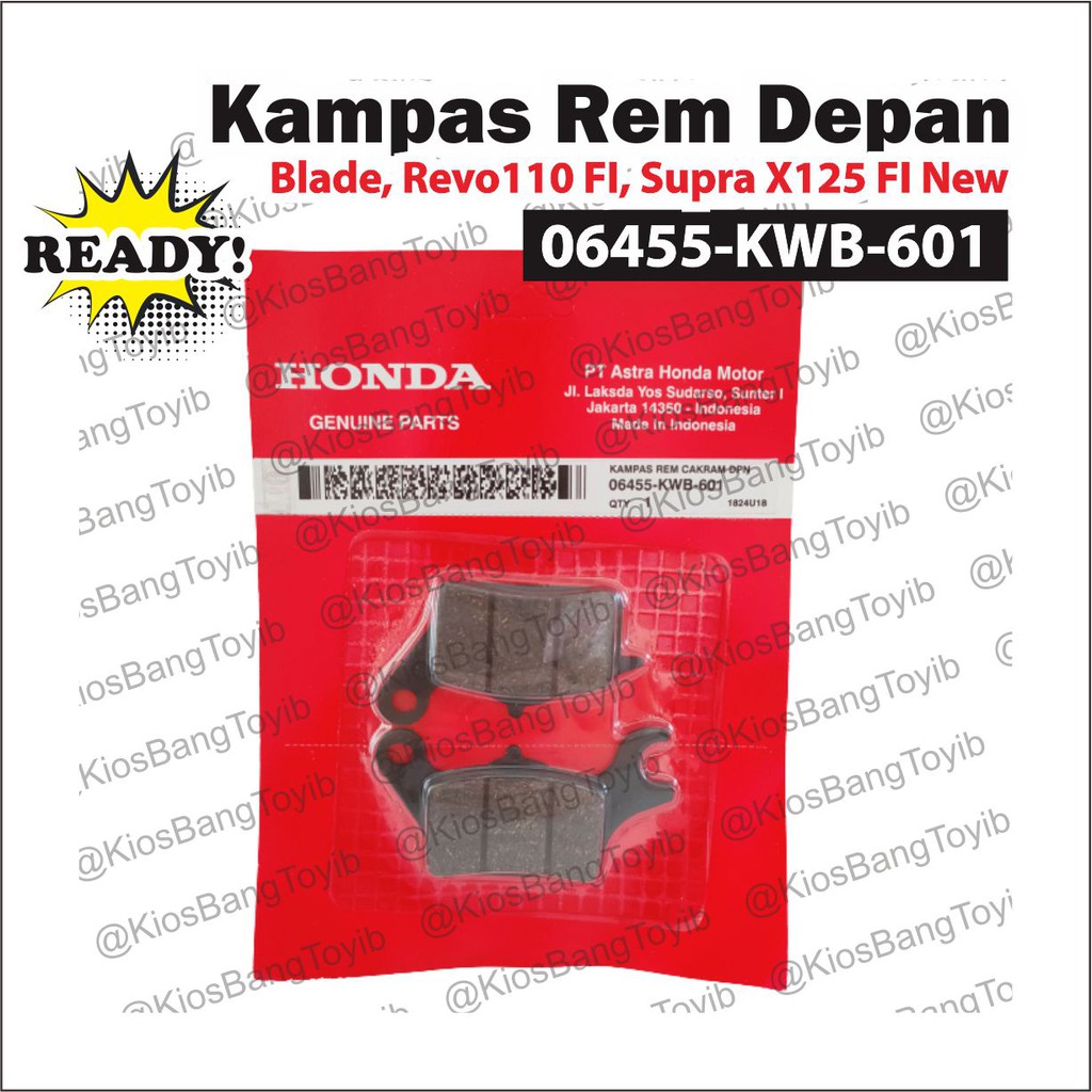 Kampas Rem Depan Discpad Dispad Honda Blade Revo Absolute 110 FI Supra X125 FI (𝟎𝟔𝟒𝟓𝟓-𝐊𝐖𝐁-𝟔𝟎𝟏)