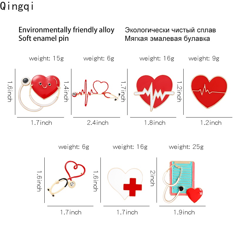 Bros Pin Enamel Bentuk Stetoskop Hati Electrocardiogram Untuk Hadiah Kelulusan