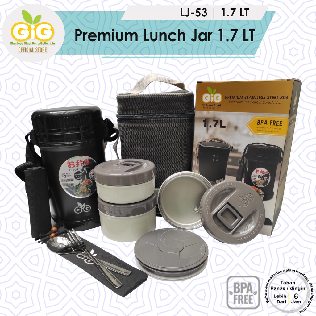 GIG Baby Premium Lunch Jar 1,7lt - LJ-53 / Tempat Makan / Rantang Susun / Stainless Steel / Food Jar