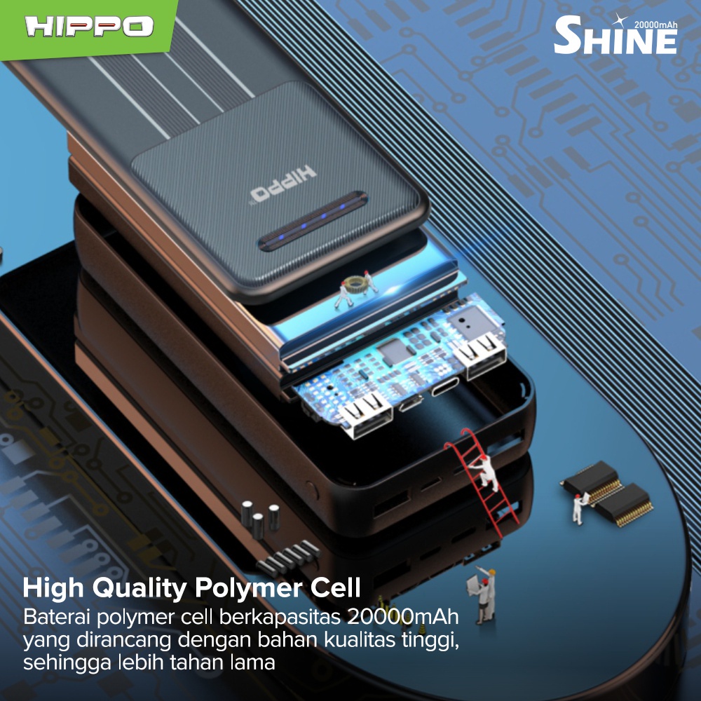 Hippo Powerbank Shine 10000 - 20000mAh Smart Detect Charging