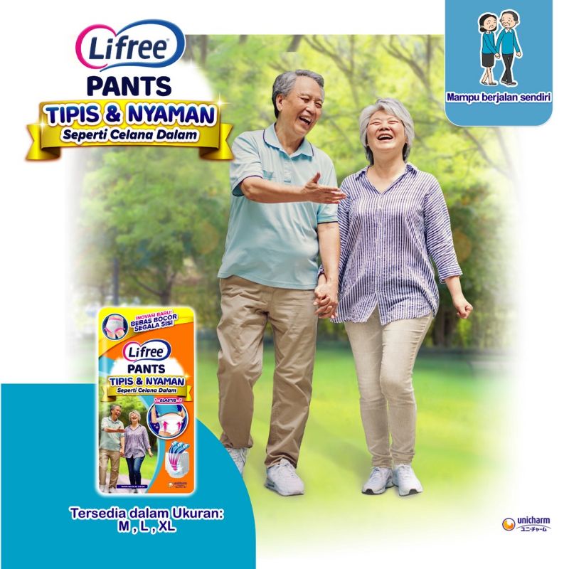 Popok Dewasa Celana Lifree Pants Tipis &amp; Nyaman Bergerak - Sachet M1 / L1 / XL1