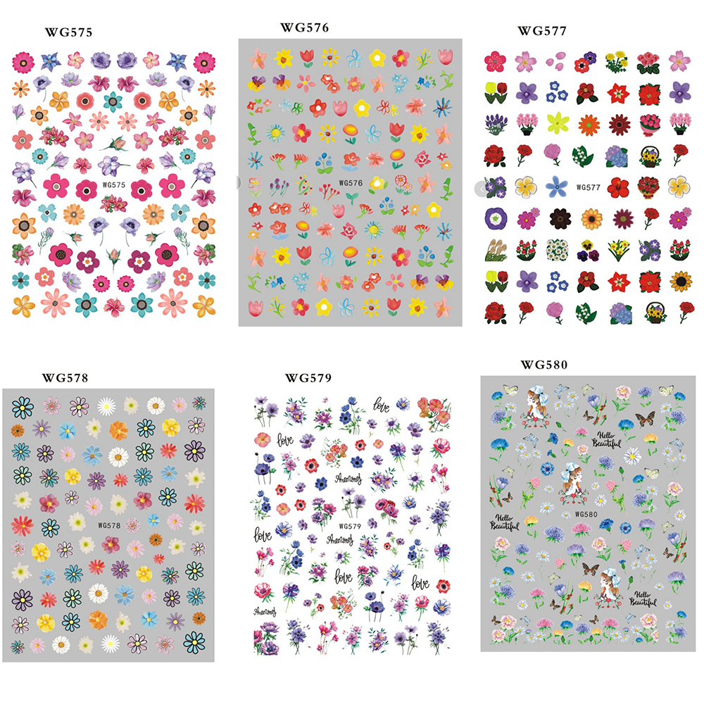 1 Pc Stiker Kuku 3d Motif Bunga Tahan Air Untuk Dekorasi Manicure