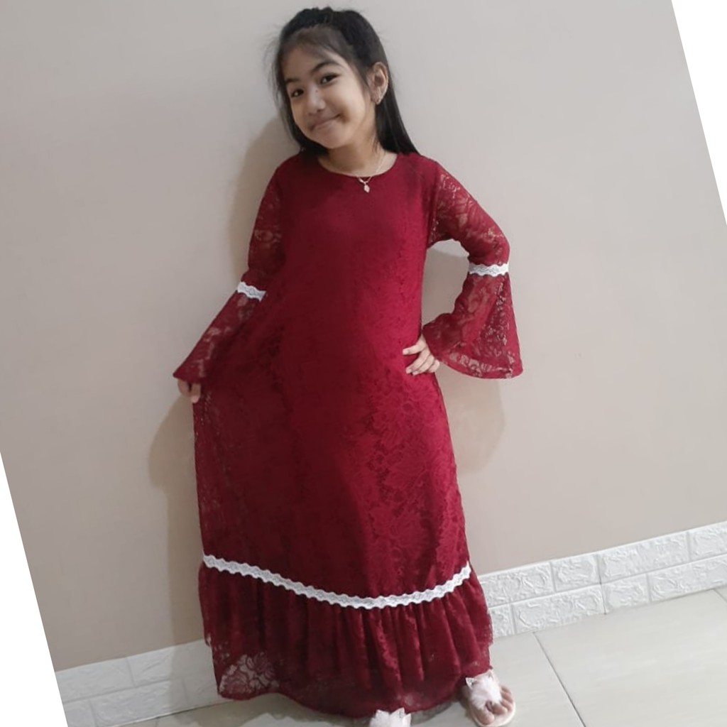 Gamis anak brukat renda