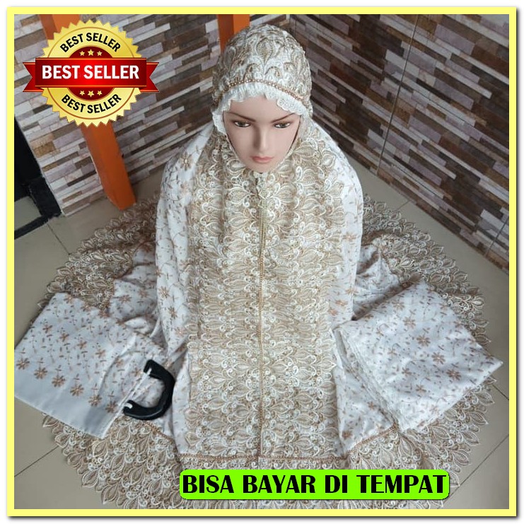 Mukena Remaja Travel Polos Renda Bawah Hyget + Tas Cantik Terbaru ZC864 Mukena Dewasa Sutra Paris