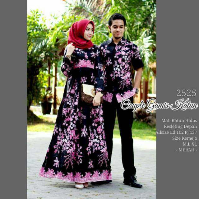 COUPLE BATIK GAMIS DAN KEMEJA LENGAN PENDEK 1 ATASAN BATIK FASHION PRIA WANITA SOGAN  PEKALONGAN ORI