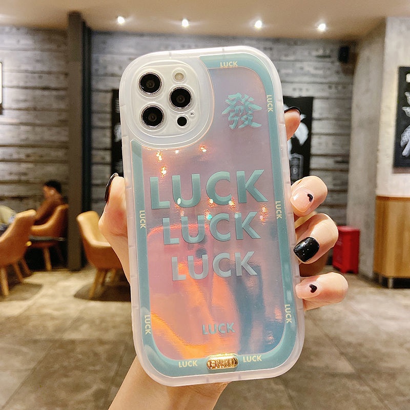 Casing iPhone 12 13 11 Pro Max X Xs Max Xr Fsd7 Motif Tulisan Happy Lucky