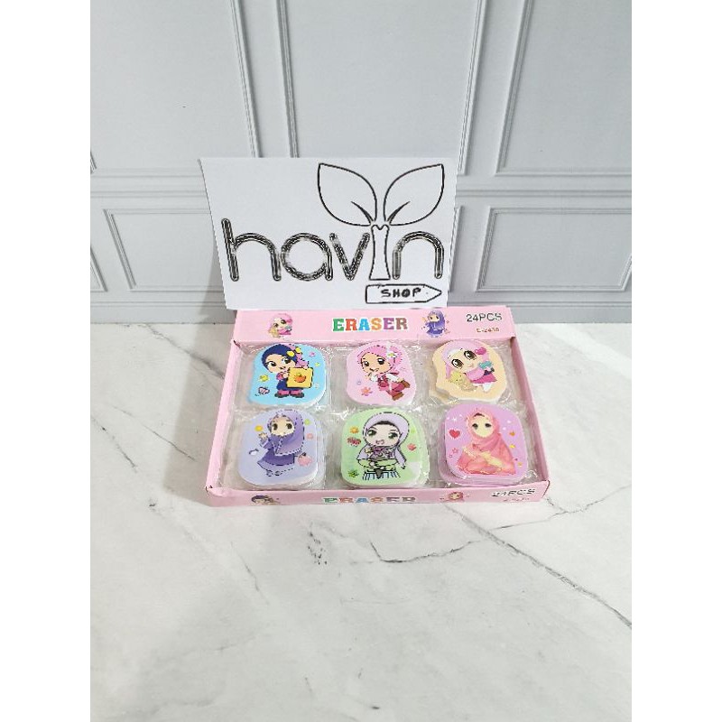 (24pc) penghapus murah/hapusan karakter/stip fancy/OB KECIL-Hijab