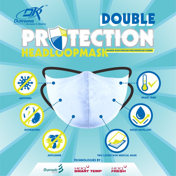 Masker Kain Anti Virus DK DOUBLE PROTECTION HEADLOOP MASK REGULER SIZE HARGA SATUAN