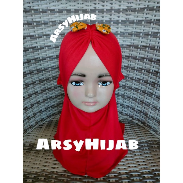 jilbab bayi syria kerut tali/ NABILA-merah