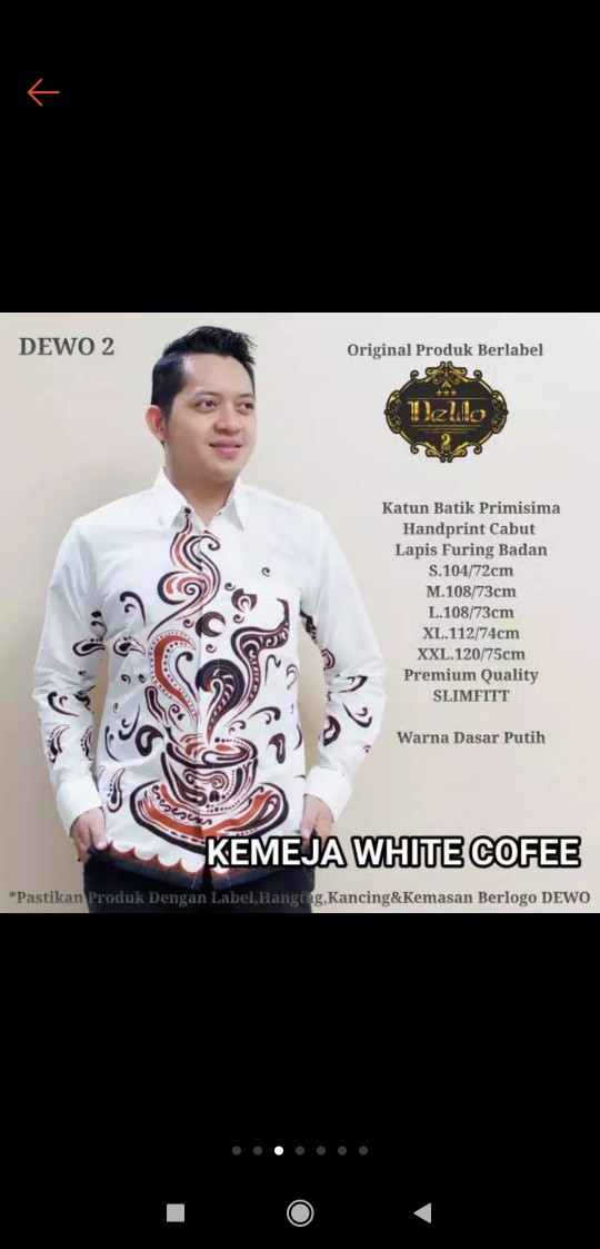 Kemeja Batik Pria Dasar Putih Kantor Elegan Full Furing Katun Primishima Premium Ori Batik Solo Asli