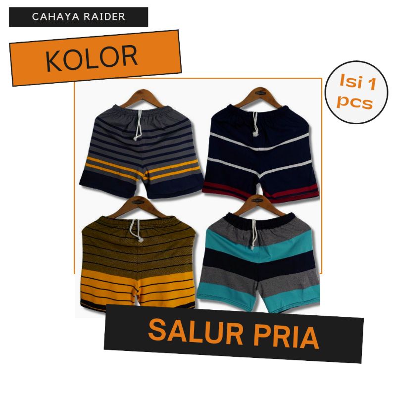 celana kolor pria wanita motif salur