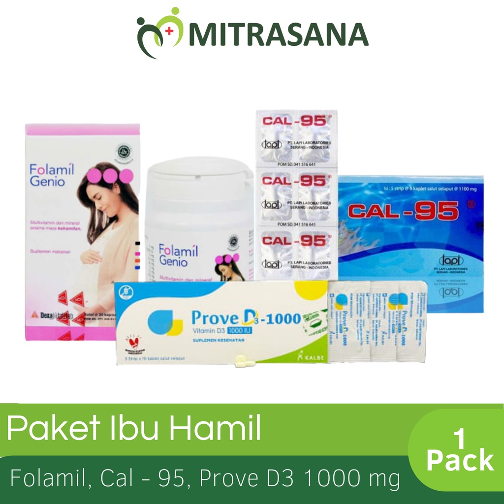 Folamil Genio | Cal - 95 Kalsium | Prove D3 1000mg 30 Tablet | Paket Ibu Hamil