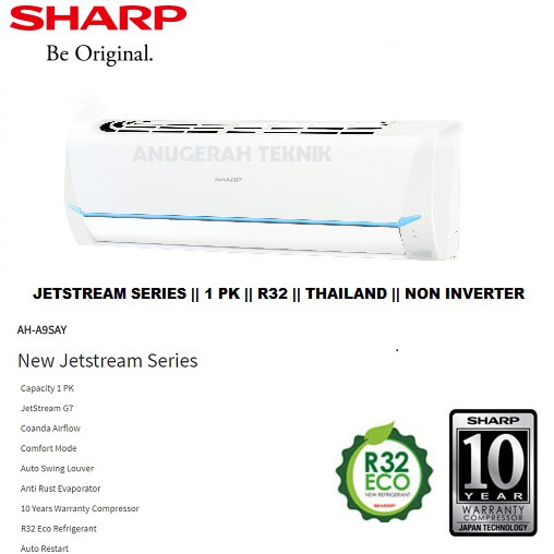 AC SPLIT SHARP 1 PK 1PK R32 JETSREAM SERIES NON INVERTER - A9SAY