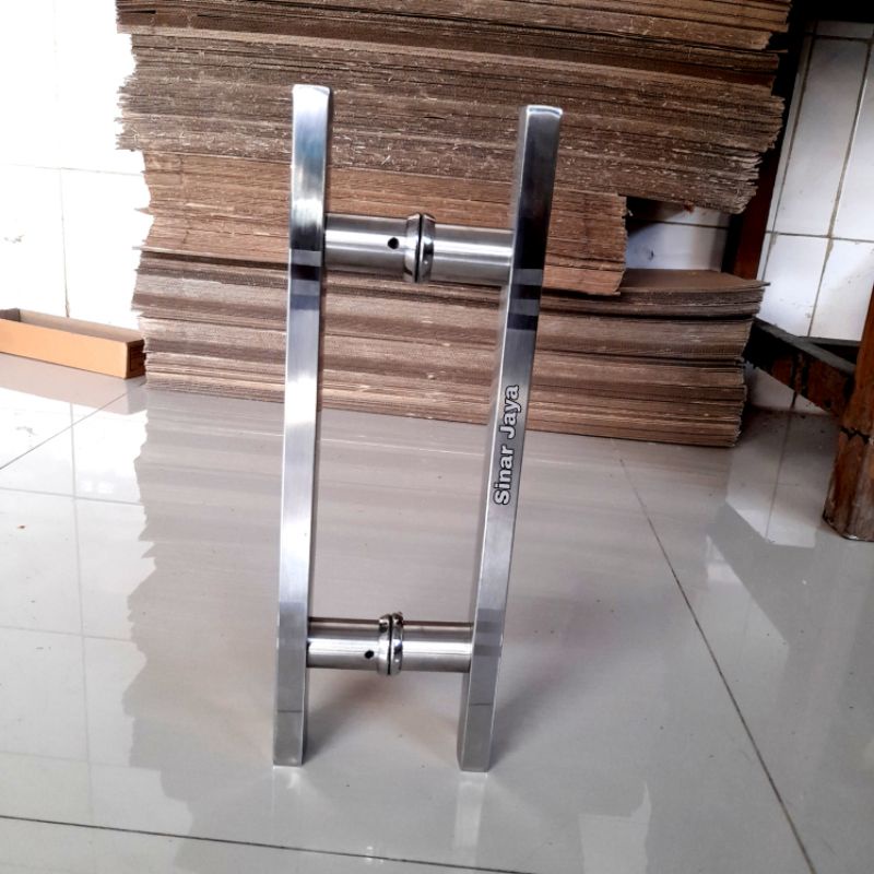 handle pintu baut tembus 45cm gagang tarikan pintu rumah pegangan pintu handle kaca aluminium