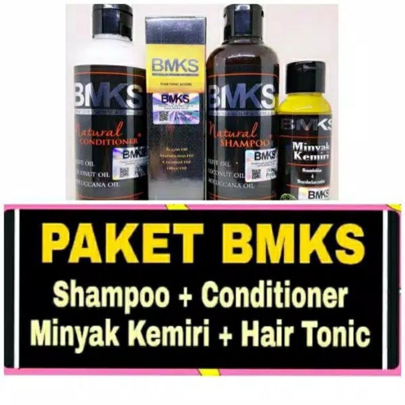 BMKS PAKET 4IN1 SHAMPOO - CONDITIONER - MINYAK KEMIRI - HAIR TONIC BPOM