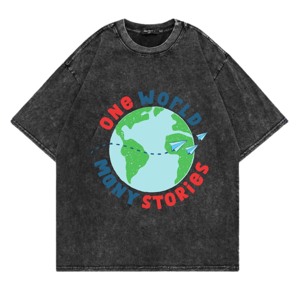 Kaos Oversize Wash Sablon Original Endrock Tema Font World Stories