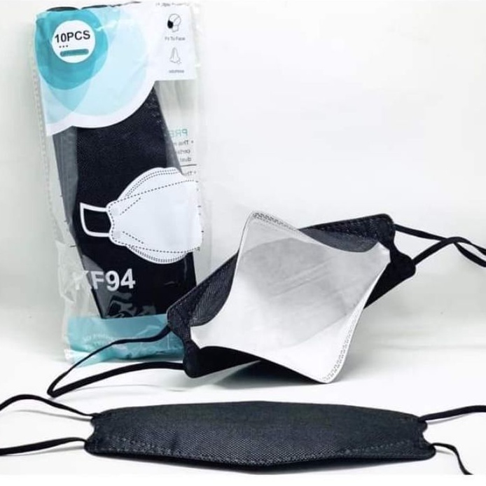 masker kf94 earloop 4ply warna hitam putih kf 94 kemasan sachet black white setara medis murah laris