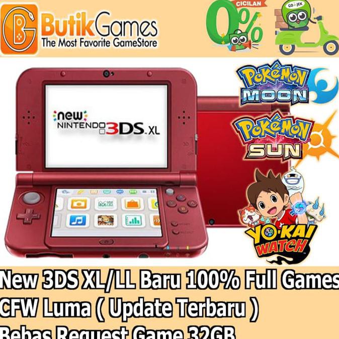 (Paling Laris) New 3Ds Xl / Ll Nintendo 3Dsxl Cfw Permanent 32 Gb