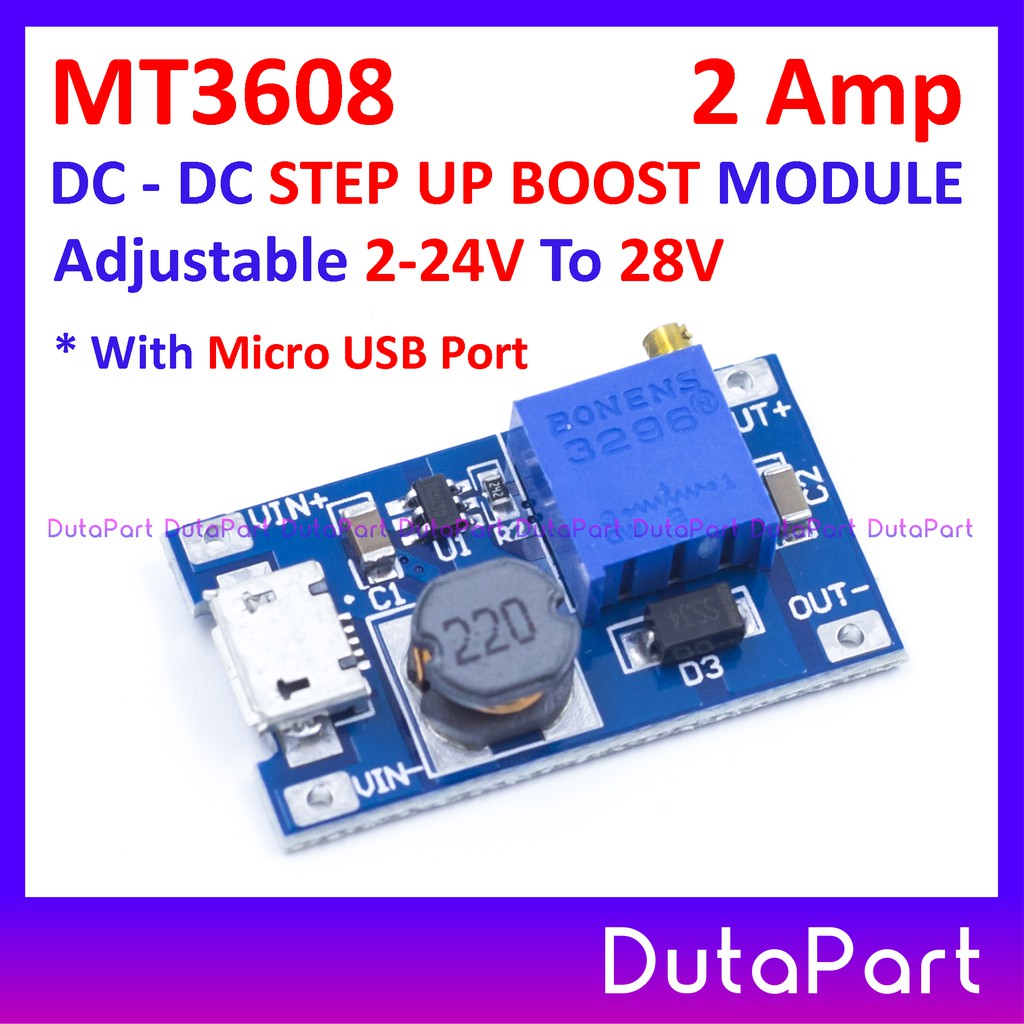 MT3608 2A * Plus Micro USB * DC Step Up Boost Converter Booster Module