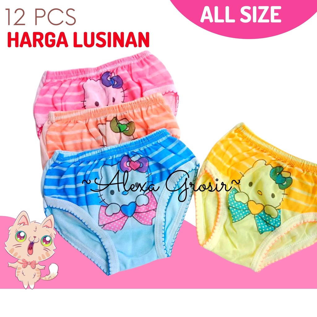 GROSIR 12 PCS Celana Dalam Anak / Celana Dalam Bayi 6-24 Bulan Heki