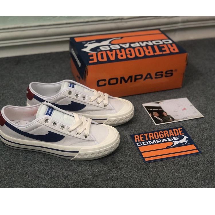 D60U [100% Original] Sepatu Compass Retrograde Low High Black white / Cream / Blue Gum / White Blue 