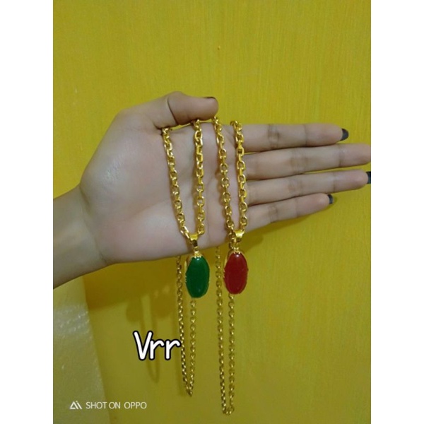 kalung panjang 65 cm liontin batu sepuhan