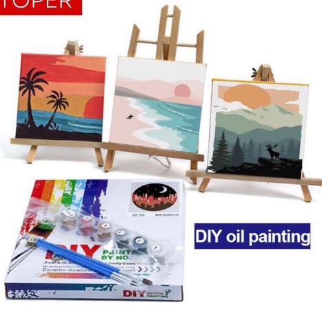 

Lagi Tren.. TOPER Paint By Number Kit DIY 20x20 Canvas (Free Kuas dan Cat Air) Painting Set/ Canvas Lukisan 20x20