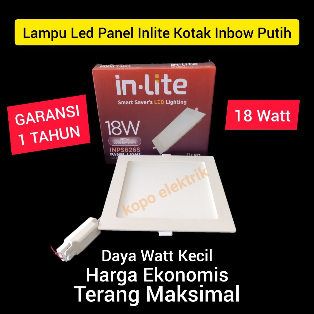 (BERGARANSI 1 TAHUN) INLITE Downlight Led Panel 18 Watt KOTAK 18w