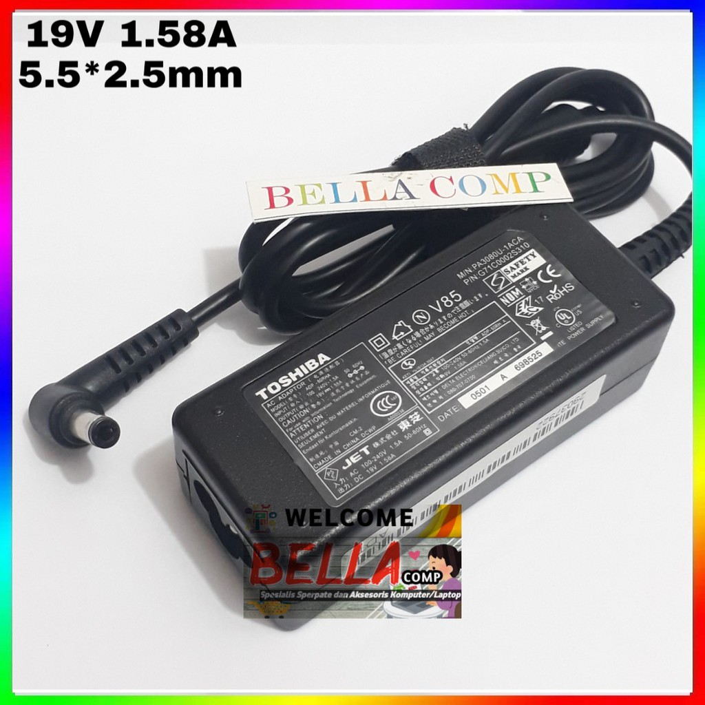 Charger /Casan Laptop Toshiba NB305 NB500 NB505 NB510 NB520 NB 550 T210 T215 T230 T235 19V 1.58A 5.5