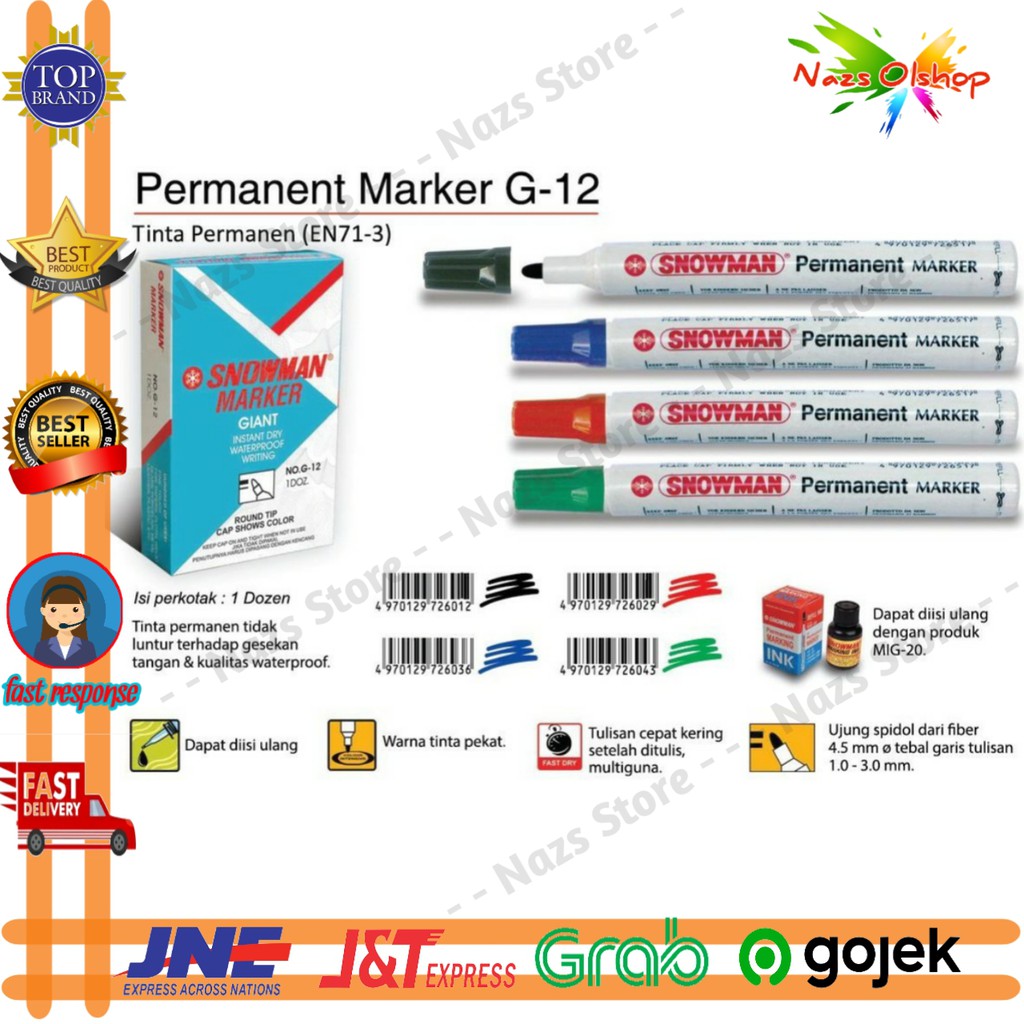 

Spidol Permanen / Permanent Marker SNOWMAN G-12