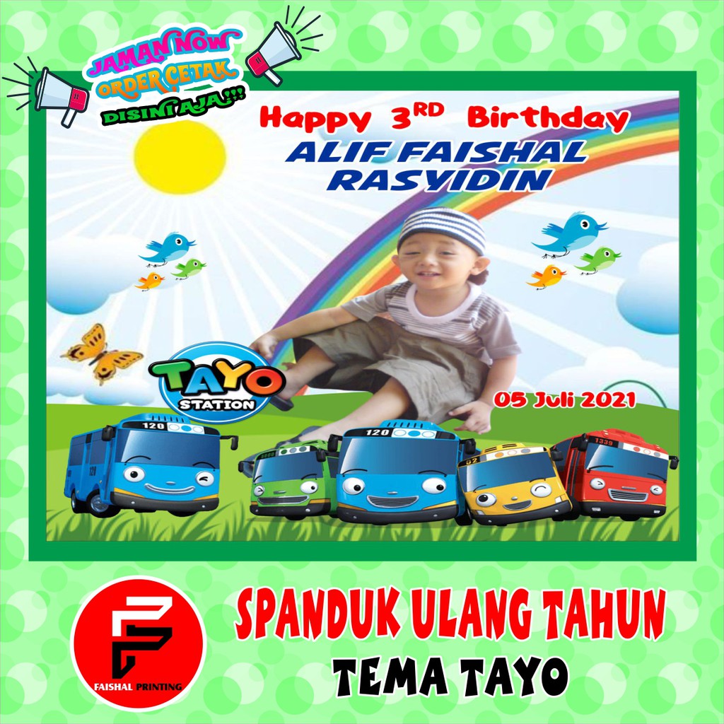 Spanduk/ Banner/ Backdrop Ulang tahun Birthday Anak Tema tayo ukuran 1,2 x 0,8 m